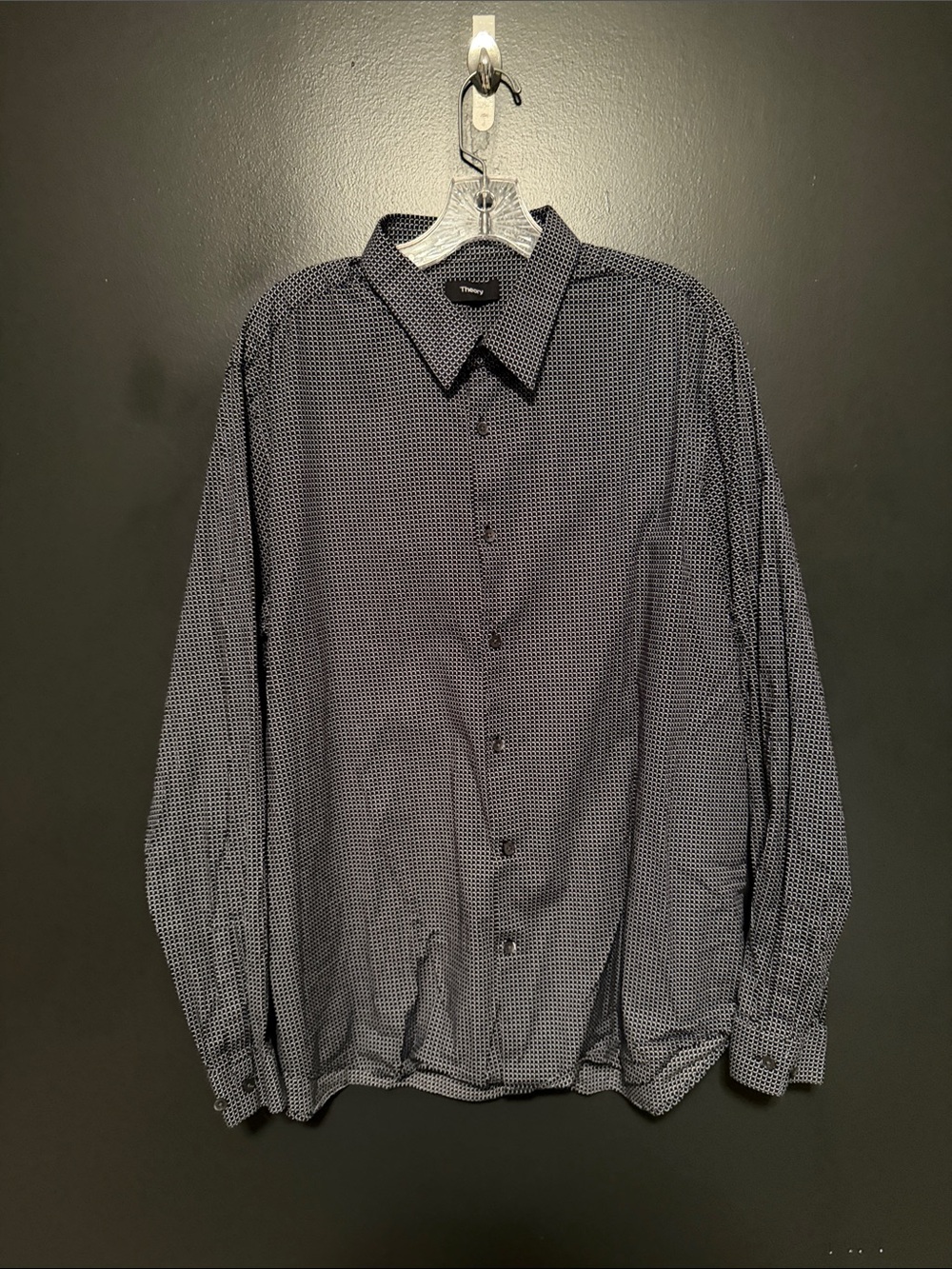 Theory Men’s Black Micro-Pattern Dress Shirt
